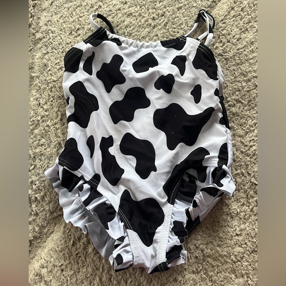 Cow print one piece swimsuit
